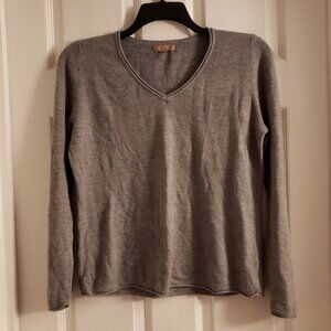 Women's Light Heather Gray V-neck Large Short Crop Sweater Ladies White Stag
